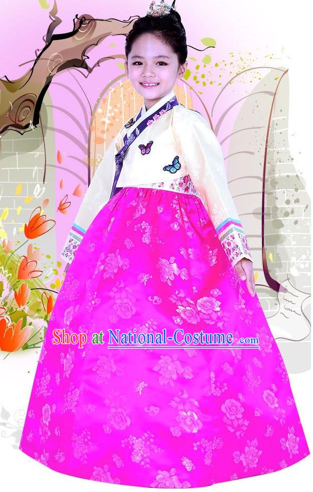 Top Korean Traditional Custom Made Birthday Princess Hanbok Complete Set for Girls