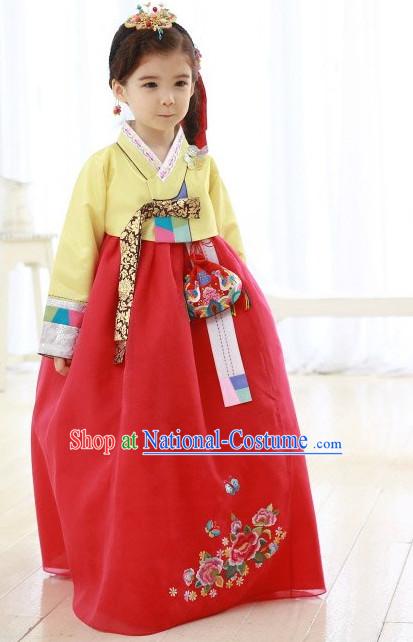 Top Korean Traditional Custom Made Birthday Hanbok Complete Set for Girls