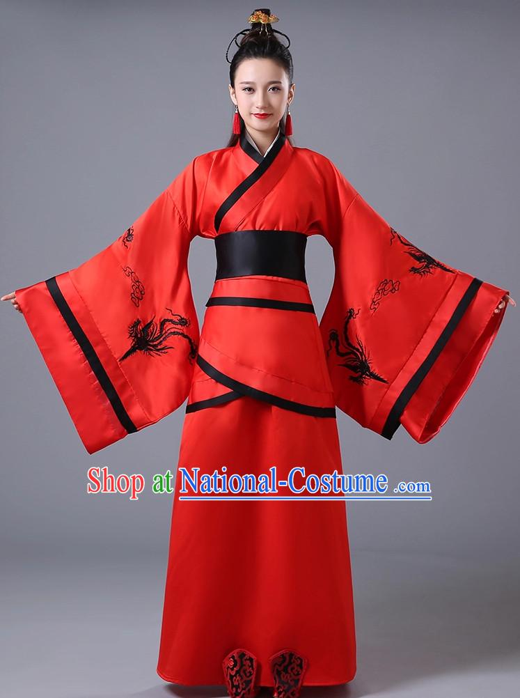 Chinese Lucky Red National Costumes for Women