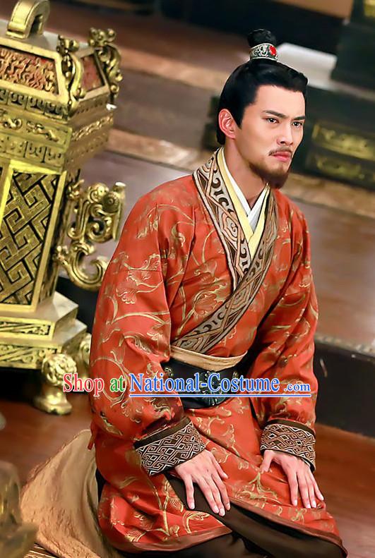 China Ancient Hanfu Clothes and Coronet Complete Set for Men