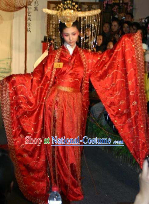 China Ancient Empress Wedding Clothes and Phoenix Coronet Complete Set for Women