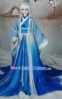 Traditional Chinese Blue White Hanfu Dresses for Adults