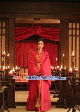 Chinese Traditional Red Wedding Dress Complete Set for Women