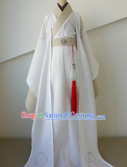 Asian Fashion White Chinese Hanfu Costumes for Men