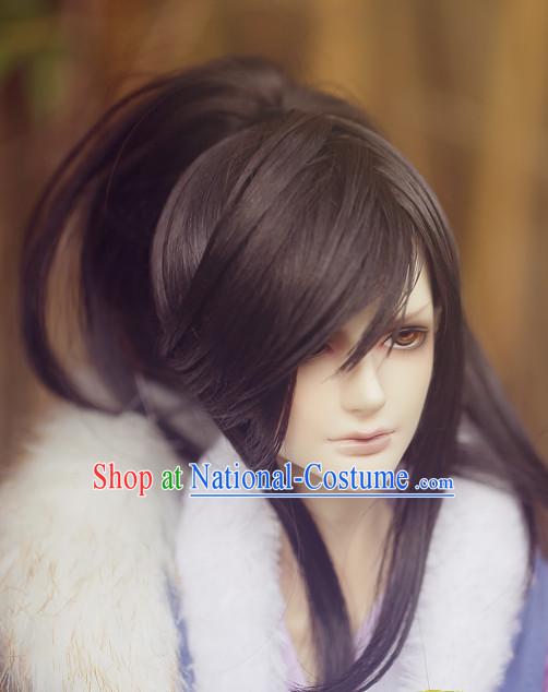 Chinese Traditional White Long Wig for Men