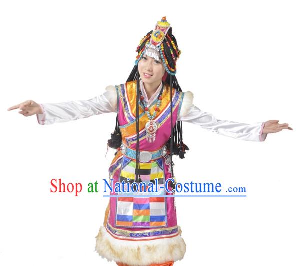 Chinese Tibetan Dancewear and Headwear for Women