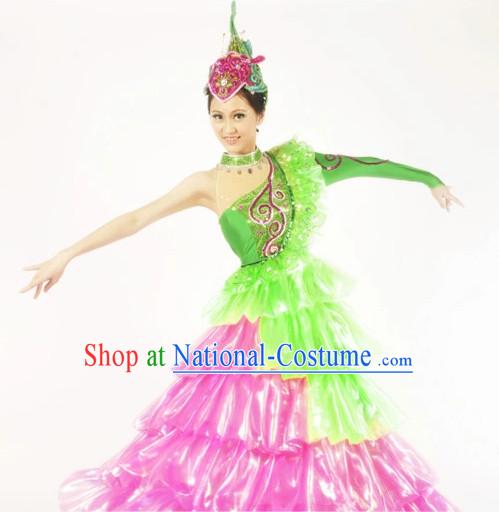 Chinese Stage Performance Contemporary Costumes and Headwear for Women