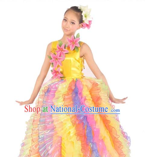 Chinese Stage Dance Costume Contemporary Costumes and Headwear for Women