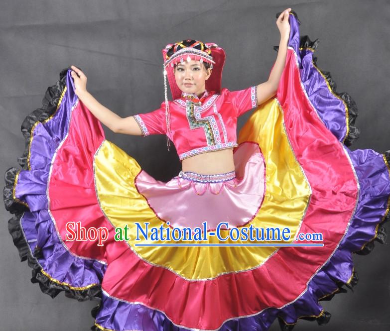 Yi Gui Zhou Ethnic China Nationality Group Dance Costumes for Women