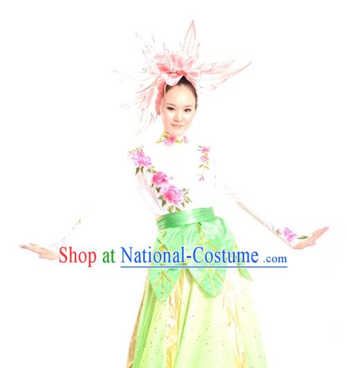 China Shop Chinese Flower Dance Costumes Girls Dancewear Complete Set for Women