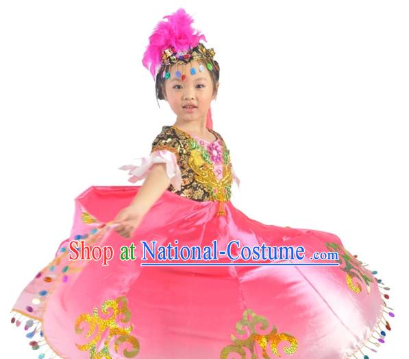 China Kids Xinjiang Dance Costumes Ballerina Costume Burlesque Costumes Salsa Costumes