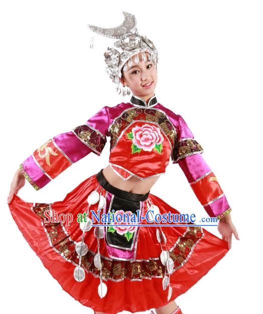 Custom Made Chinese Miao Group Dance Costumes Team Dance Costumes for Women