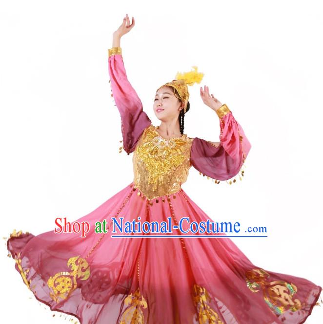 Custom Made Chinese Xinjiang Group Dance Costumes for Women