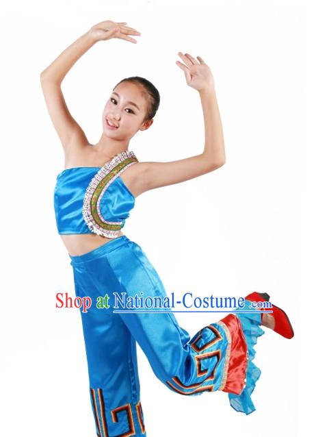 Custom Made Chinese Ethnic Group Dance Costumes for Teenagers