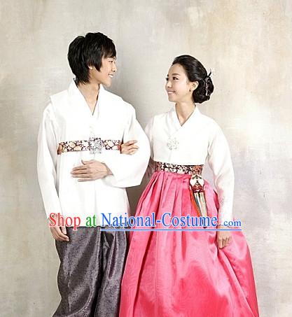 Korean Huband and Wife Special Day Hanbok Dresses Complete Set for Men and Women