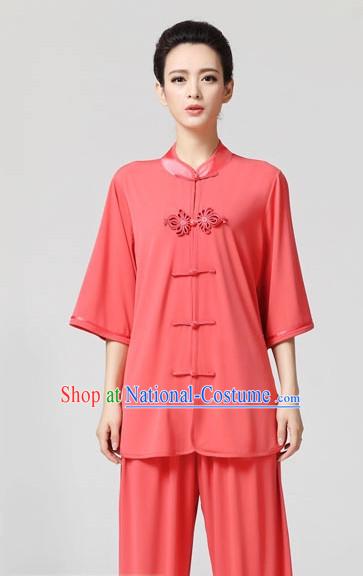 Plain Color Asian Professional Tai Chi Short Sleeved Uniform