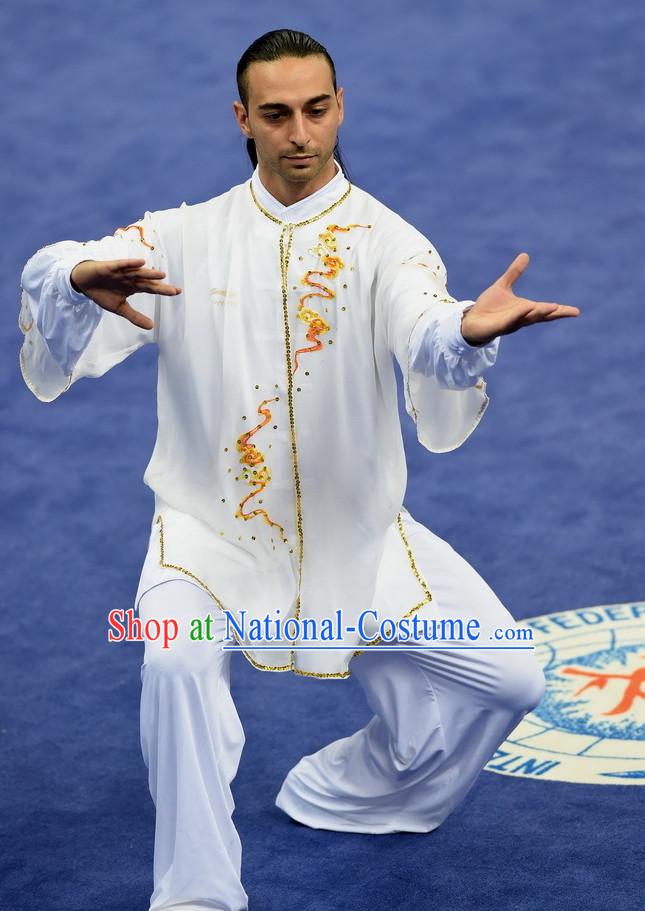 Top Asian Chinese Tai Chi Qi Gong Yoga Long Sleeves Uniform for Men