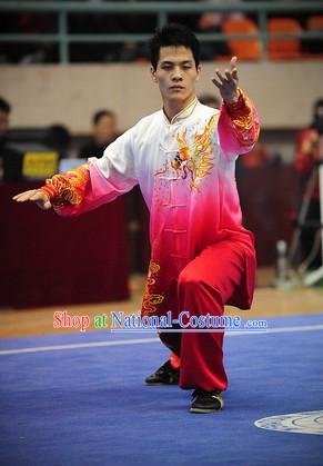 Color Transition Top Asian Chinese Tai Chi Qi Gong Yoga Long Sleeved Uniform for Men