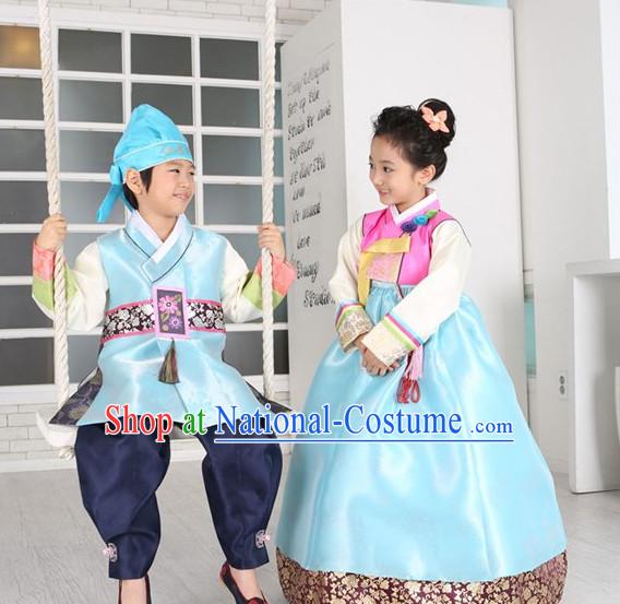 Korean Fashion National Costumes Hanbok Clothes Complete Set for Girls and Boys