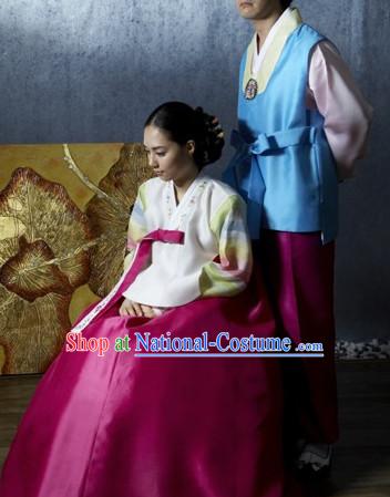 Korean Brides and Bridegrooms Wedding Hanbok Clothes Complete Set for Men and Women