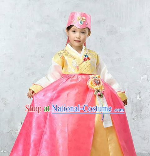 Top Korean Traditional Hanbok National Costumes Complete Set for Children