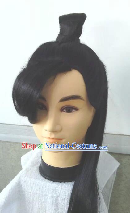 Long Black Chinese Swordsmen Wig