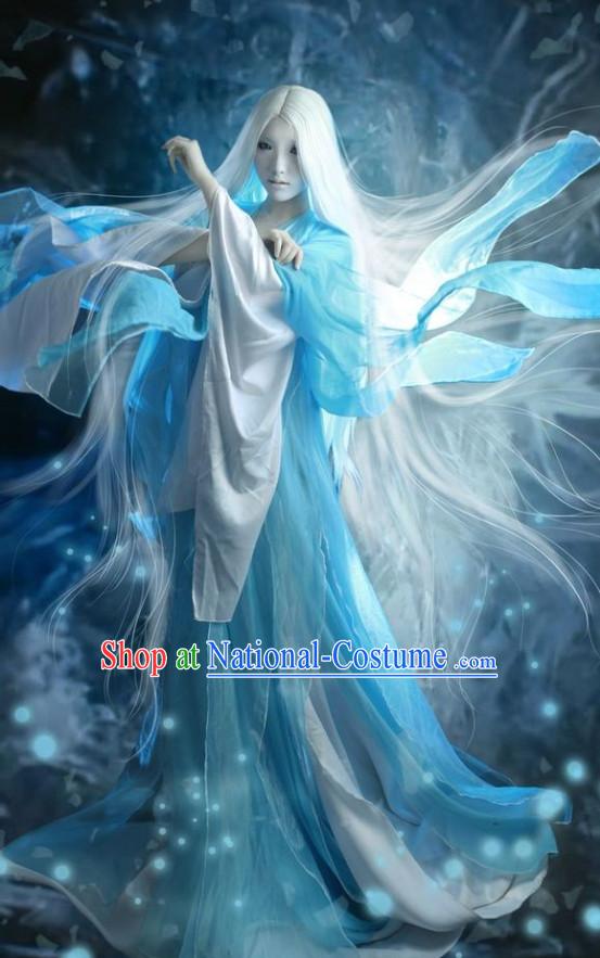 Chinese Costumes Traditional Clothing China Shop Blue White Fairy Cosplay Halloween Costumes