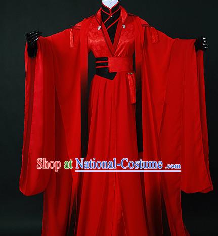 Chinese Red Romantic Wedding Gowns Hanfu Costumes