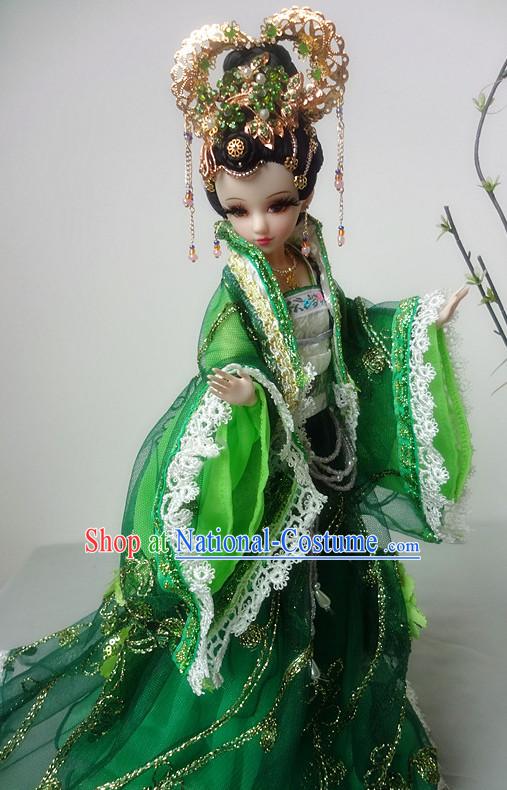 China Civilization Chinese Green Princess Clothing and Hair Jewelry Complete Set for Women