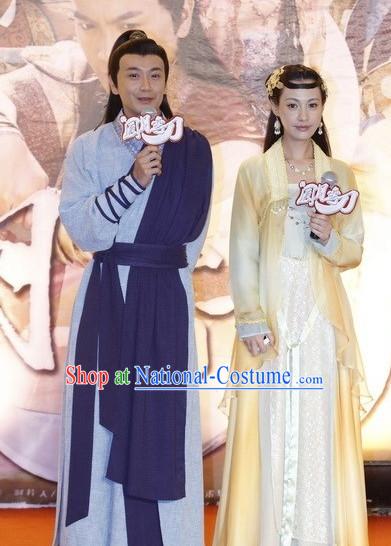 China Fighter Costumes Civilization Chinese Kimono Costume and Hair Bands Complete Set for Men