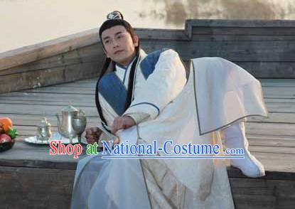 Chinese Swordsmen Kimono Costumes China Civilization and Hair Bands Complete Set for Men