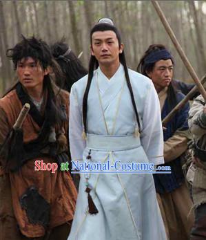 Chinese Swordsmen Costumes China Civilization and Hair Bands Complete Set for Men