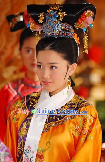 Qing Dynasty Style Chinese Female Black Wig Hair Accessories Hair Jewelry