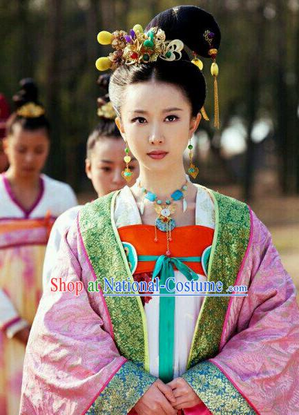 Chinese Traditional Style Princess Black Wig and Hair Jewelry