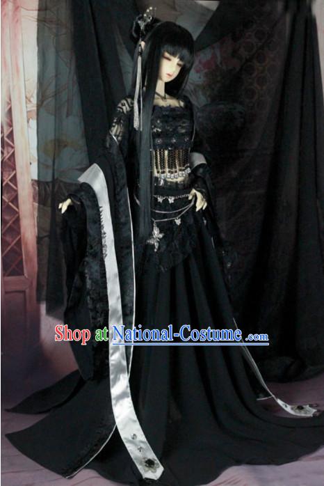 Chinese Black Hanfu Dancer Costumes for Women