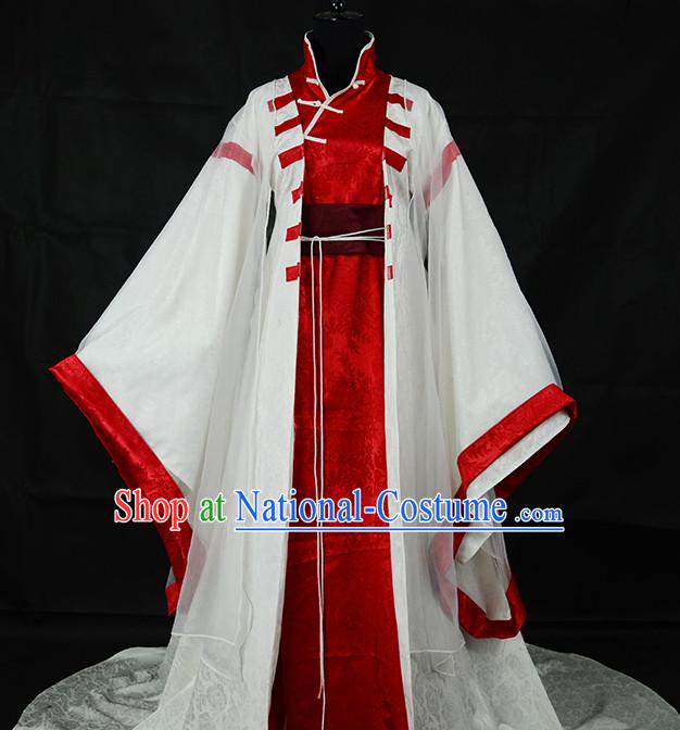 Chinese White Kung Fu Master Costumes Asian Fashion Complete Set for Men