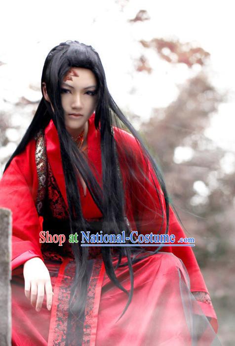 Red Chinese Bridegroom Costumes Asian Fashion Complete Set for Men