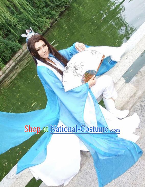 Asian Fashion Chinese Childe Classical Hanfu Clothes Complete Set for Men