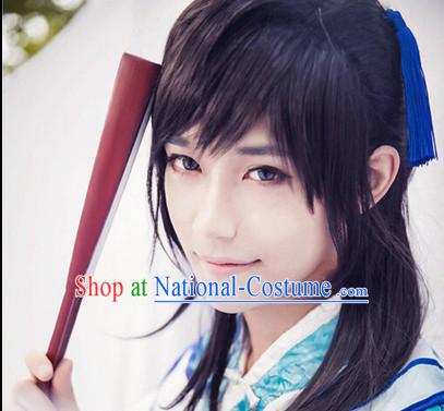 Chinese Traditional Black Swordman Wig for Men