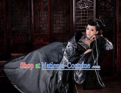 Asian Fashion Chinese Black Empress Sexy Halloween Costumes Complete Set for Women