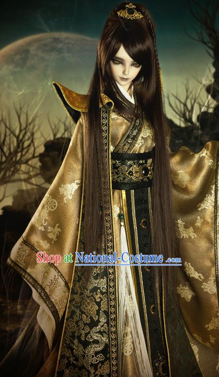 Asian Fashion Chinese Emperor Costumes Hanfu Dresses Complete Set for Men