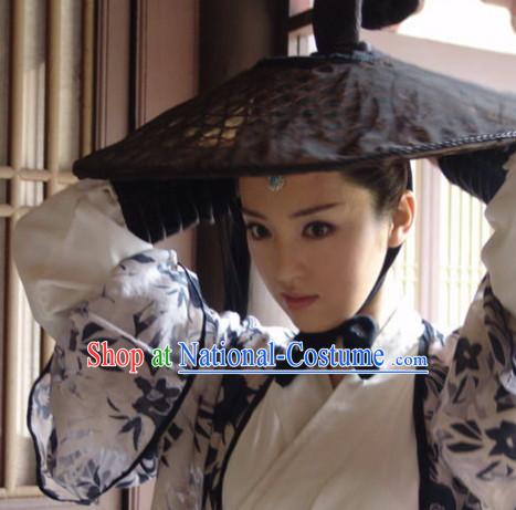 Asian Fashion Chinese Traditional Black Swordsman Bamboo Hat for Men or Women