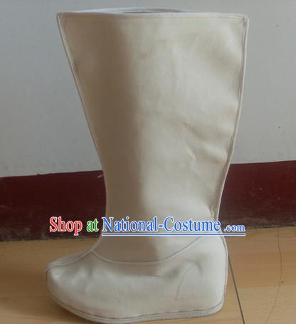 Handmade Asian Chinese Traditional White Boots online Fabric Boots