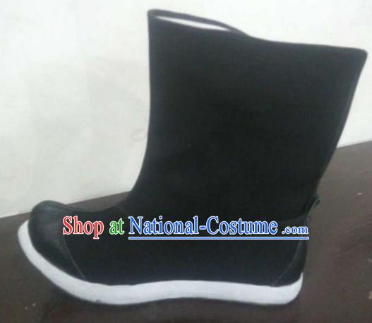 Handmade Chinese Traditional Men Black Leather Shoes Footwear