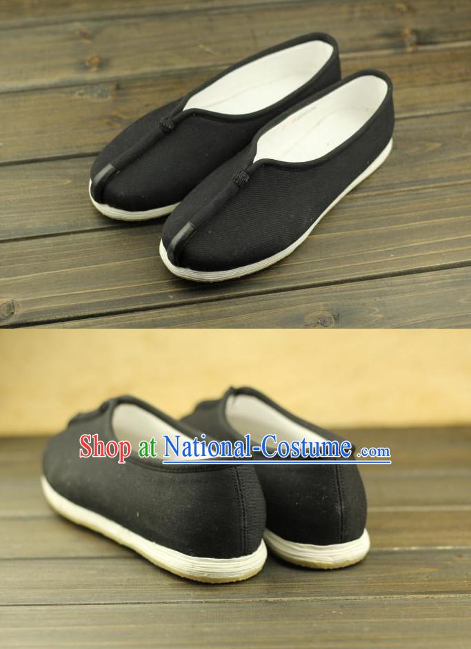 Black Handmade Chinese Traditional Fabric Shoes Footwear