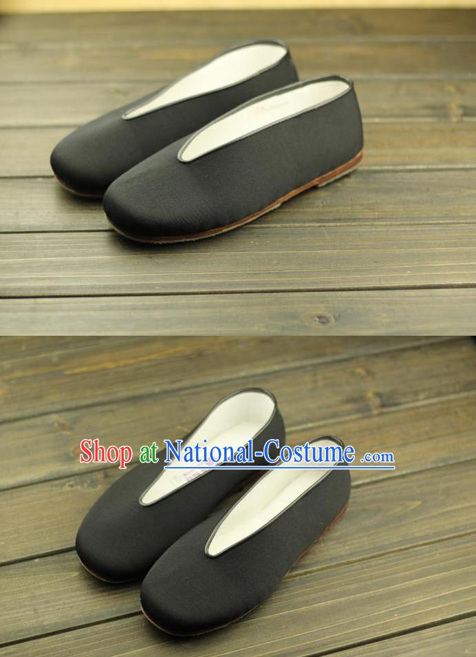 Black Handmade Chinese Traditional Fabric Shoes Footwear