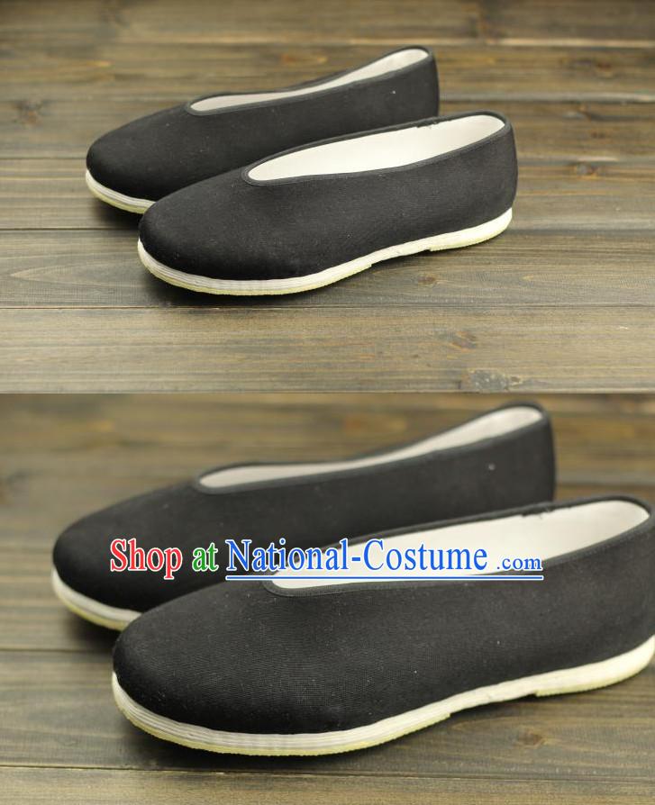 Black Handmade Chinese Traditional Fabric Shoes Footwear