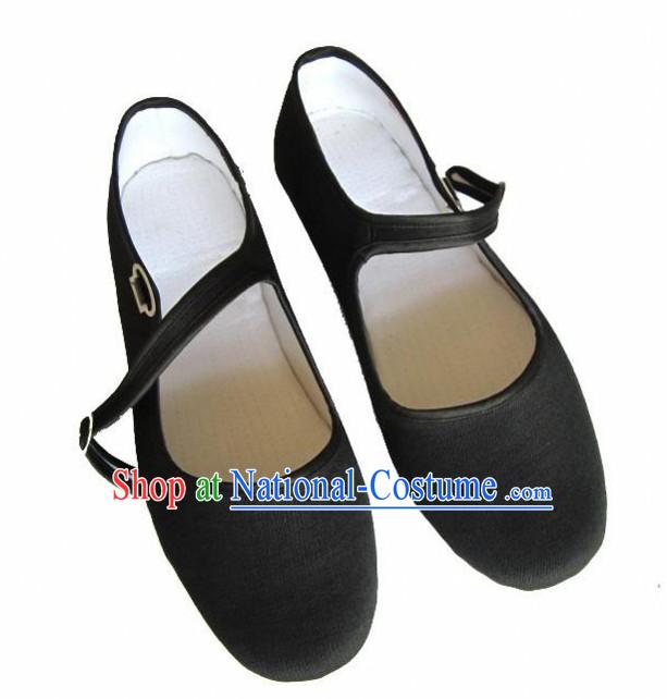 Black Handmade Chinese Traditional  Fabric Shoes Footwear