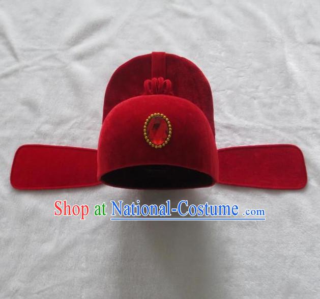 Lucky Red Asian Fashion Oriental Wedding Hat for Men