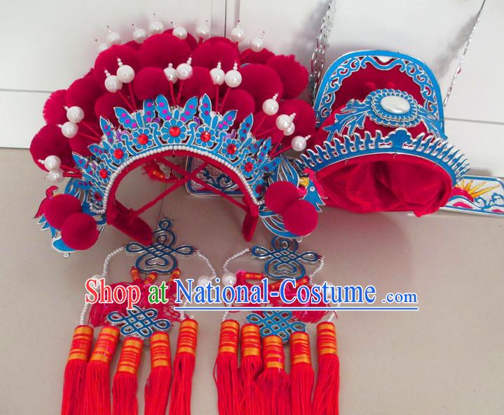 Chinese red wedding phoenix crown and groom hat